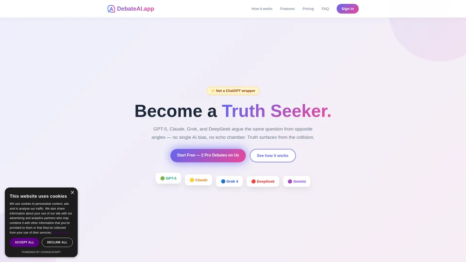 Homepage snapshot at launch