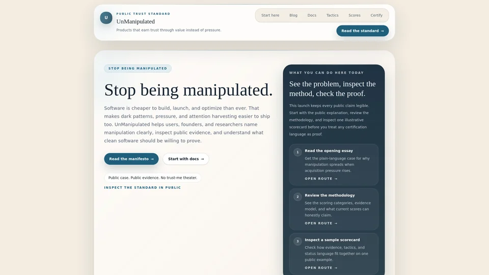 Homepage snapshot at launch