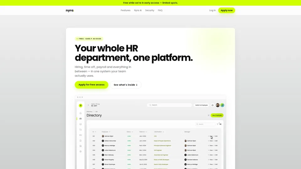 Homepage snapshot at launch