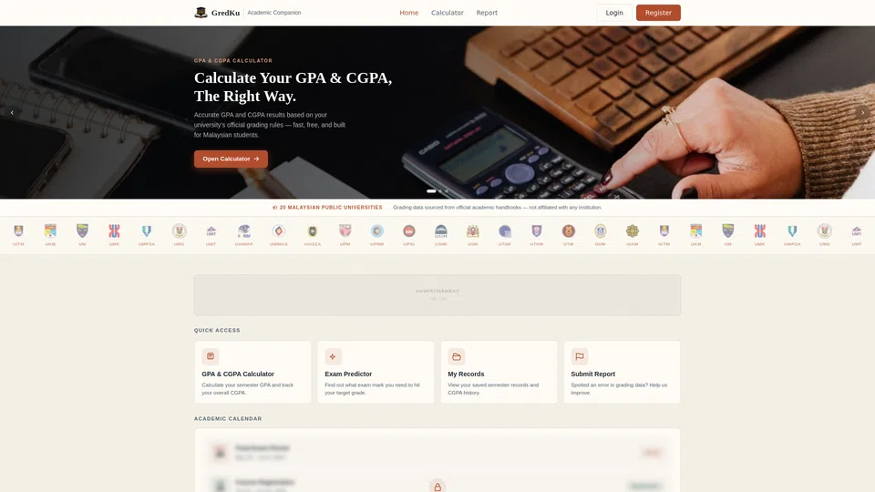 Homepage snapshot at launch