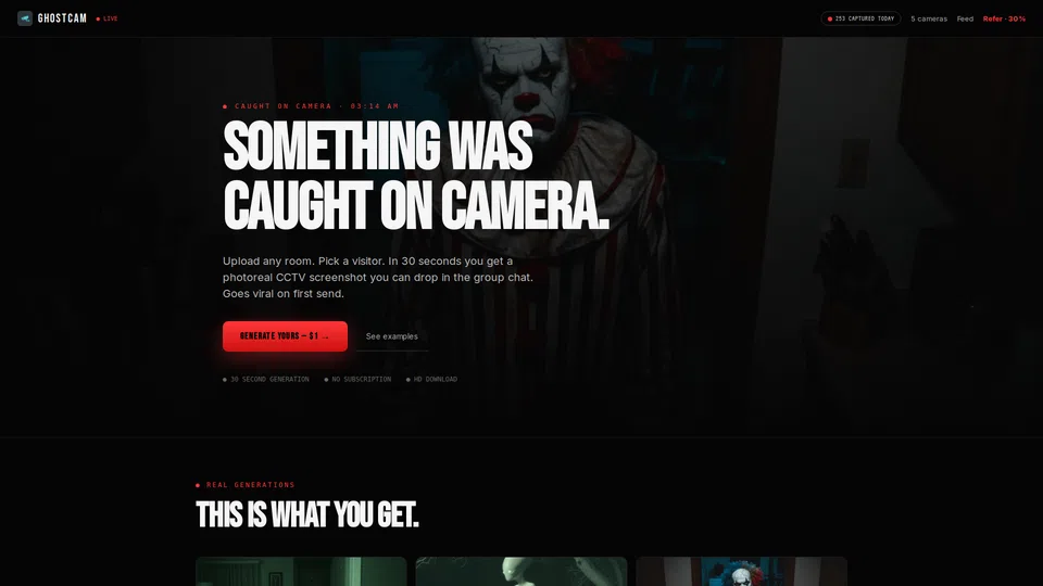 Homepage snapshot at launch