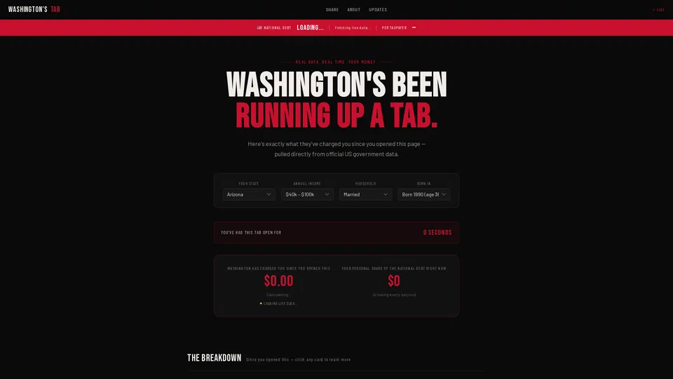 Homepage snapshot at launch
