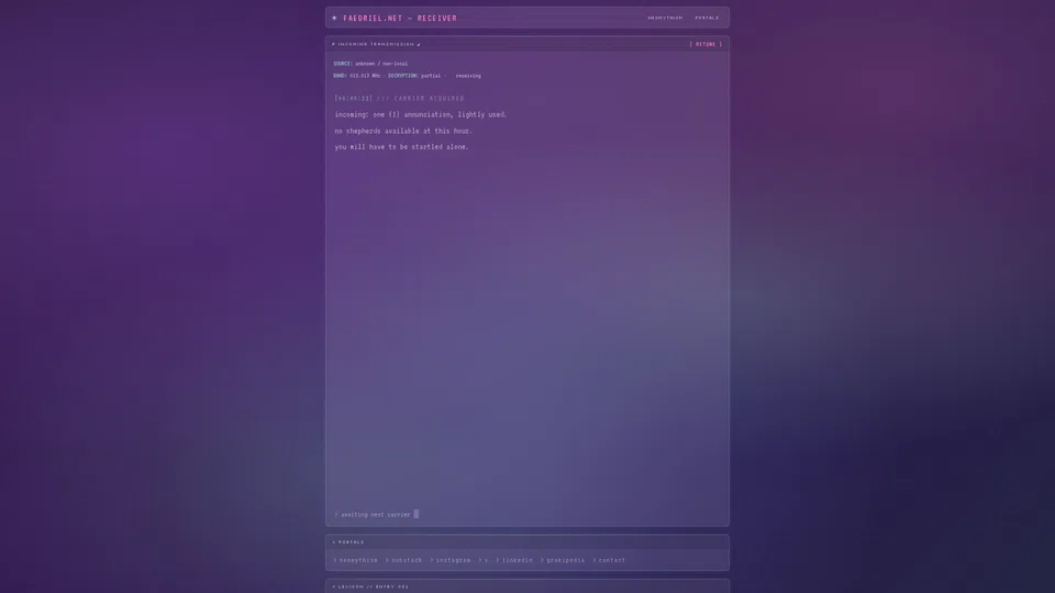 Homepage snapshot at launch