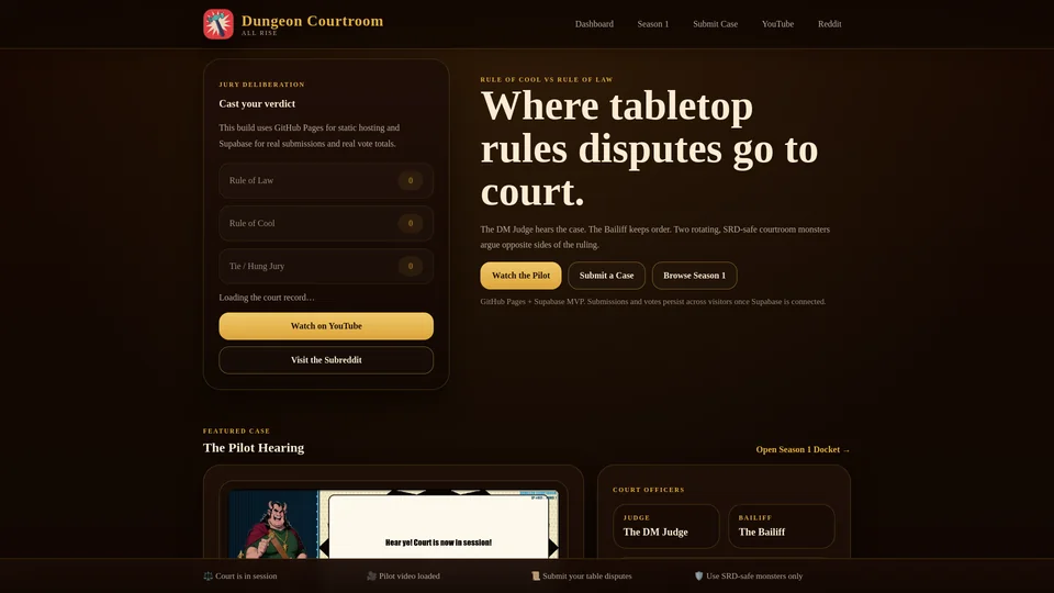 Homepage snapshot at launch