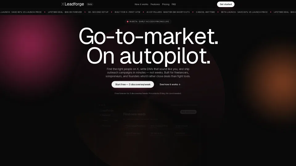Homepage snapshot at launch