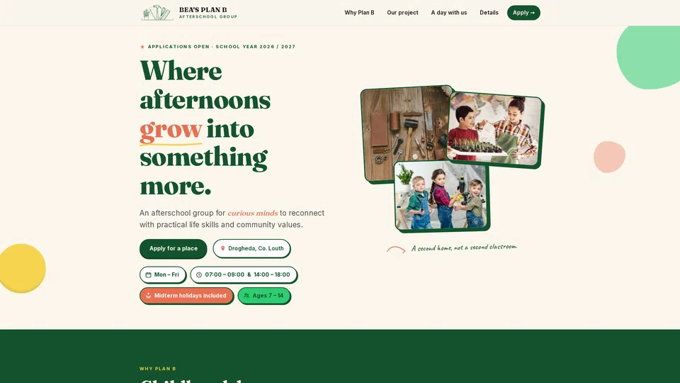 Homepage snapshot at launch