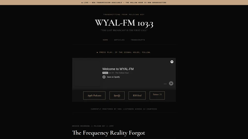 Homepage snapshot at launch
