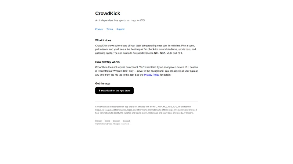 Homepage snapshot at launch