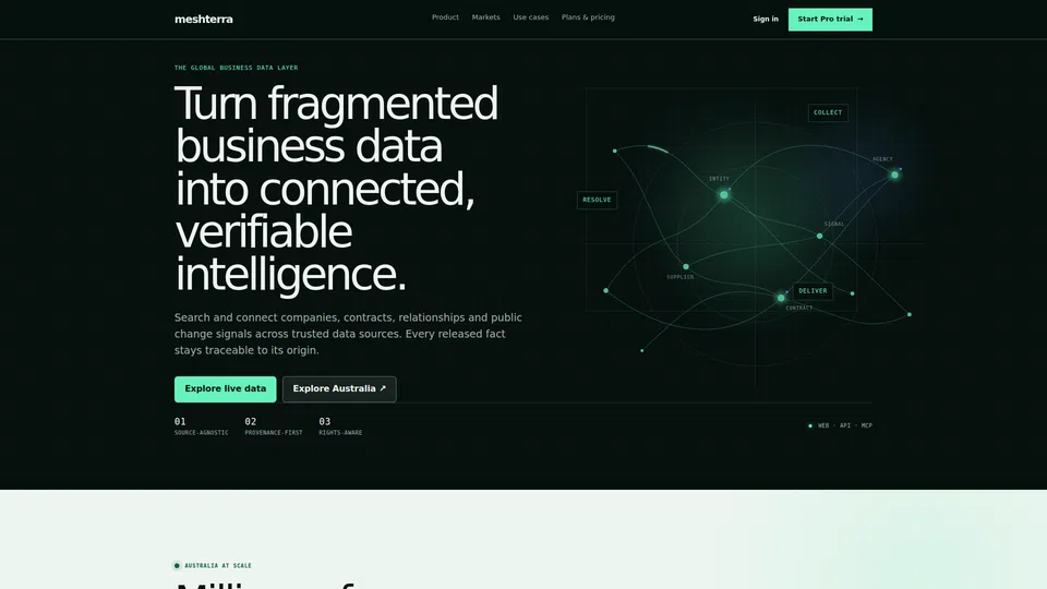 Homepage snapshot at launch