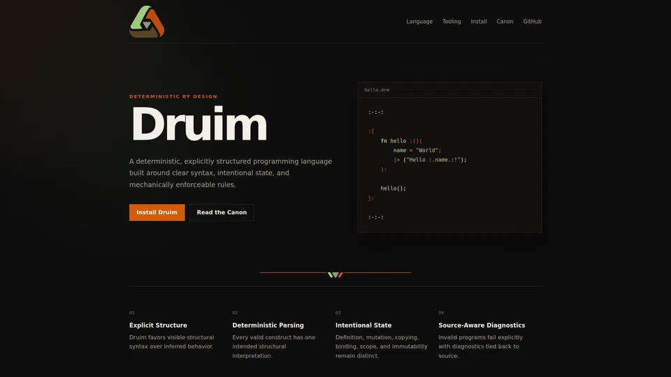 Homepage snapshot at launch