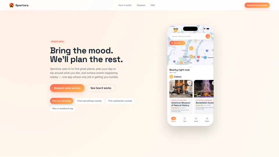 Homepage snapshot at launch