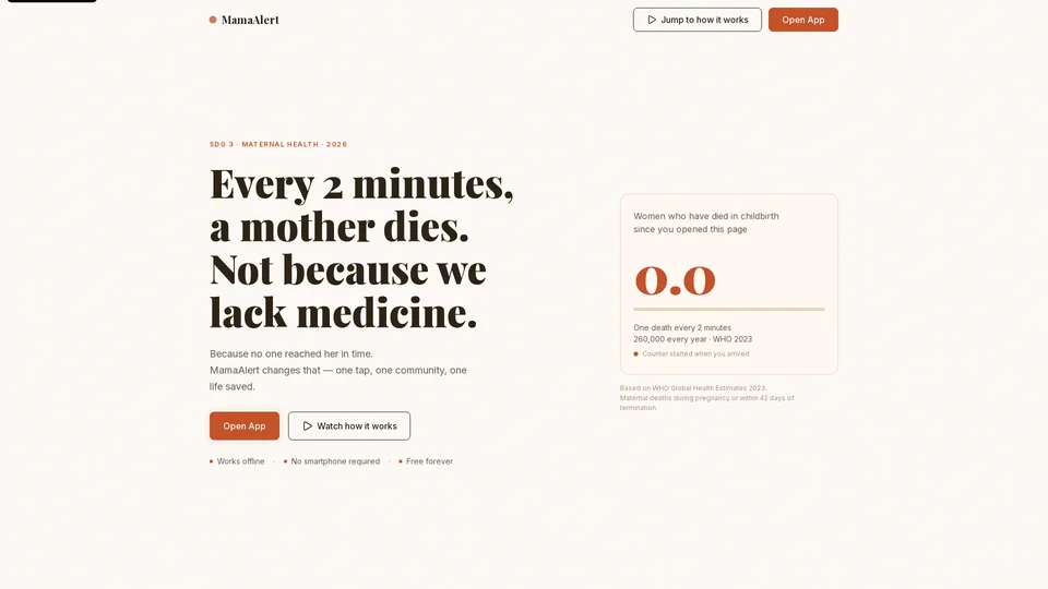 Homepage snapshot at launch