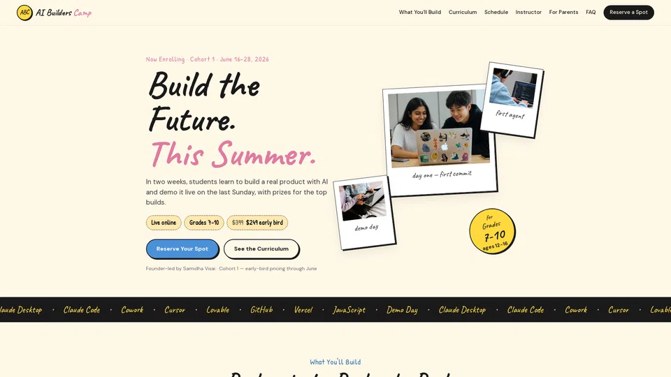 Homepage snapshot at launch