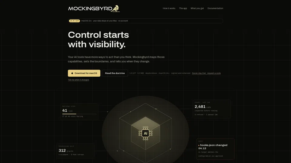 Homepage snapshot at launch