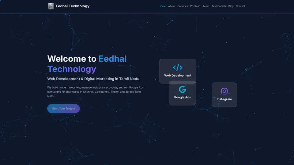 Homepage snapshot at launch