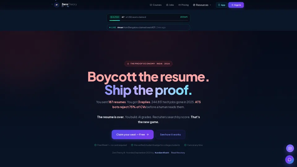Homepage snapshot at launch