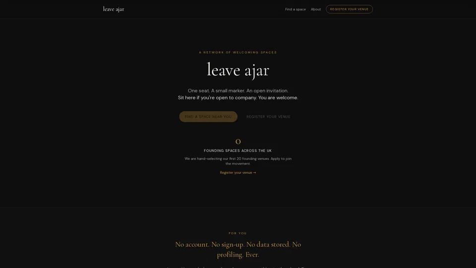 Homepage snapshot at launch