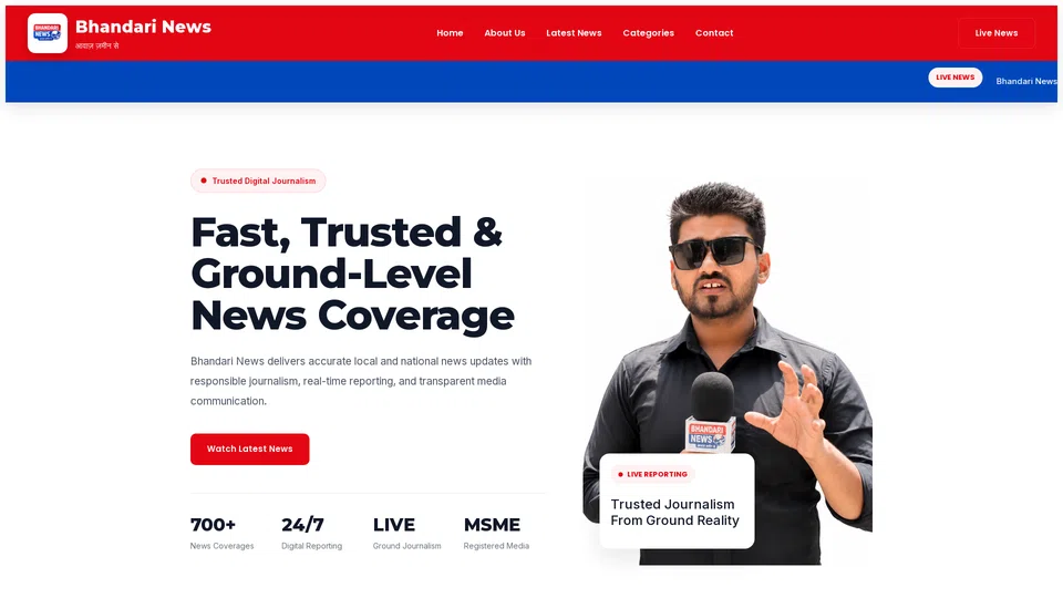Homepage snapshot at launch