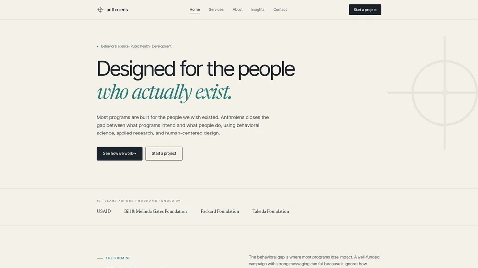 Homepage snapshot at launch