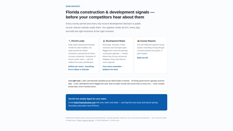 Homepage snapshot at launch