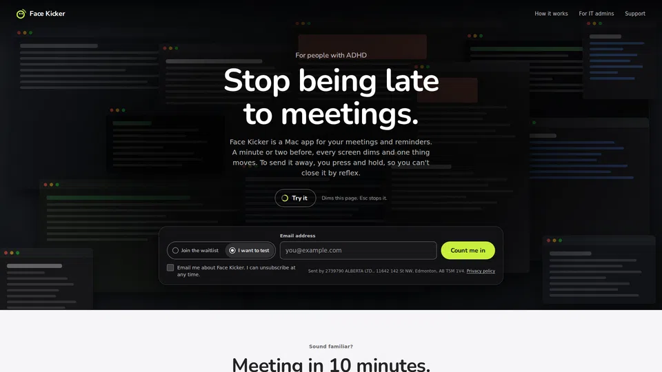 Homepage snapshot at launch