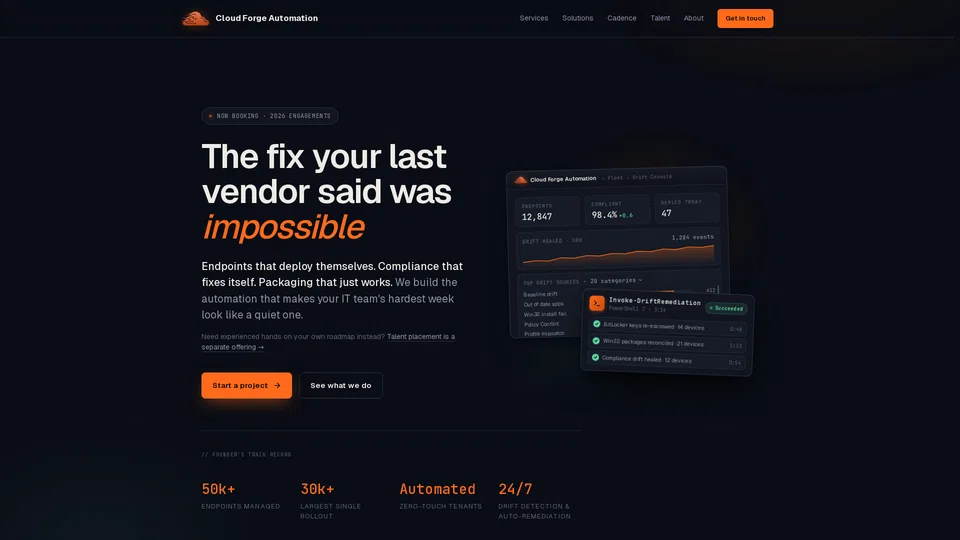 Homepage snapshot at launch