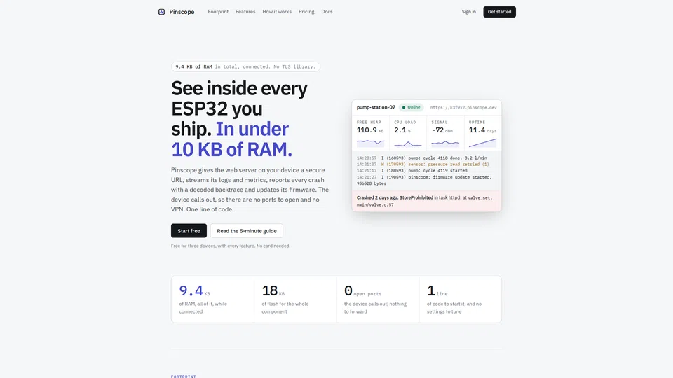 Homepage snapshot at launch