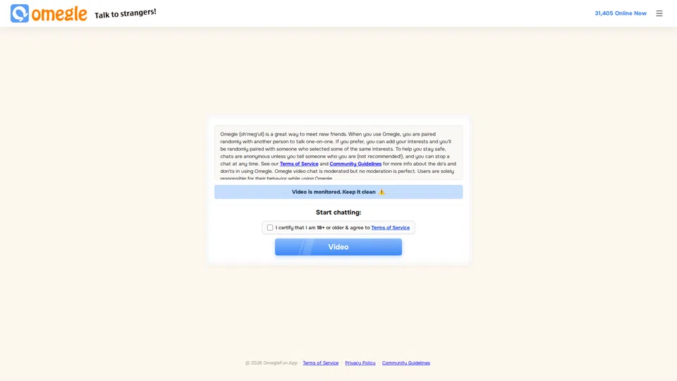 Homepage snapshot at launch