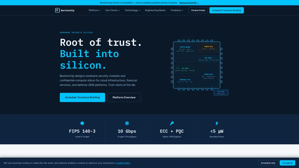 Homepage snapshot at launch