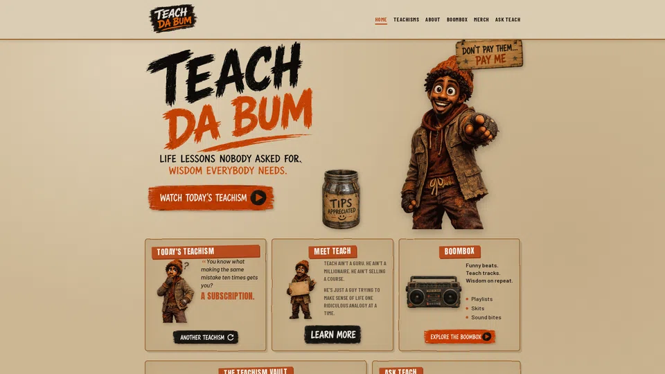 Homepage snapshot at launch