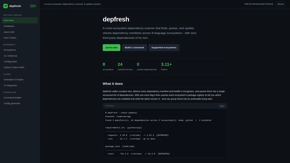 Homepage snapshot at launch