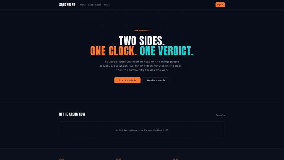 Homepage snapshot at launch
