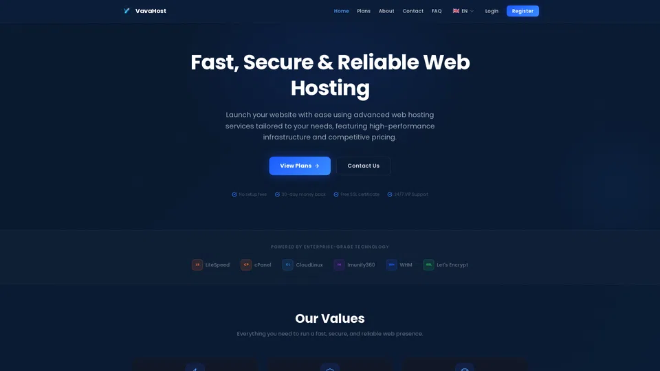 Homepage snapshot at launch