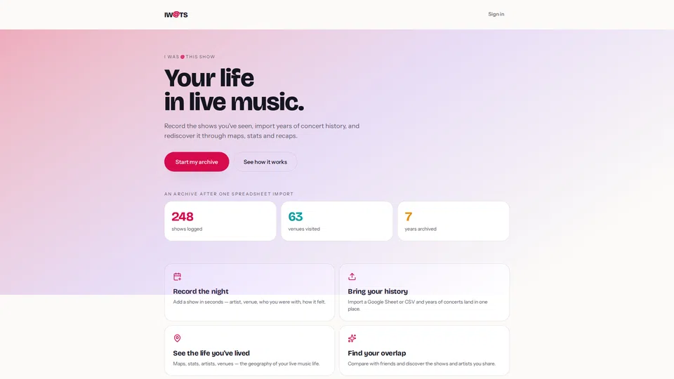 Homepage snapshot at launch