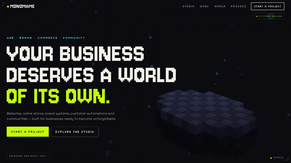 Homepage snapshot at launch