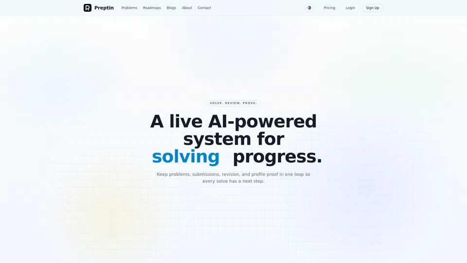 Homepage snapshot at launch