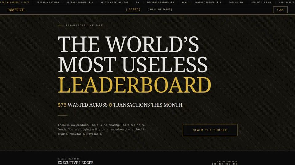 Homepage snapshot at launch