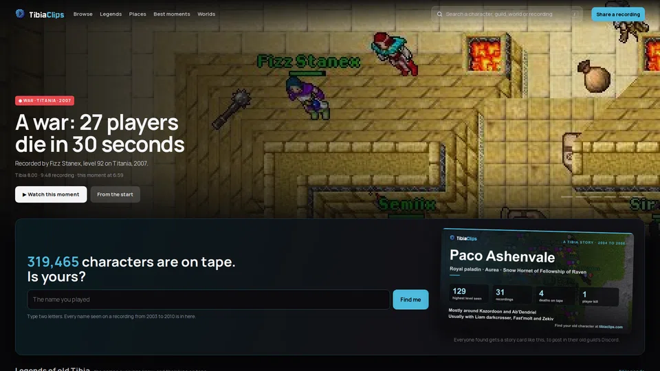 Homepage snapshot at launch