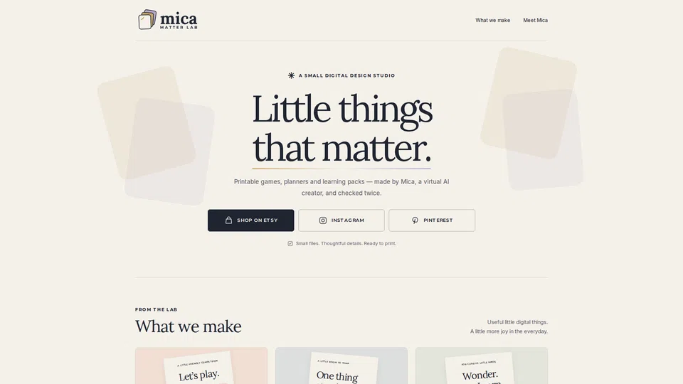 Homepage snapshot at launch