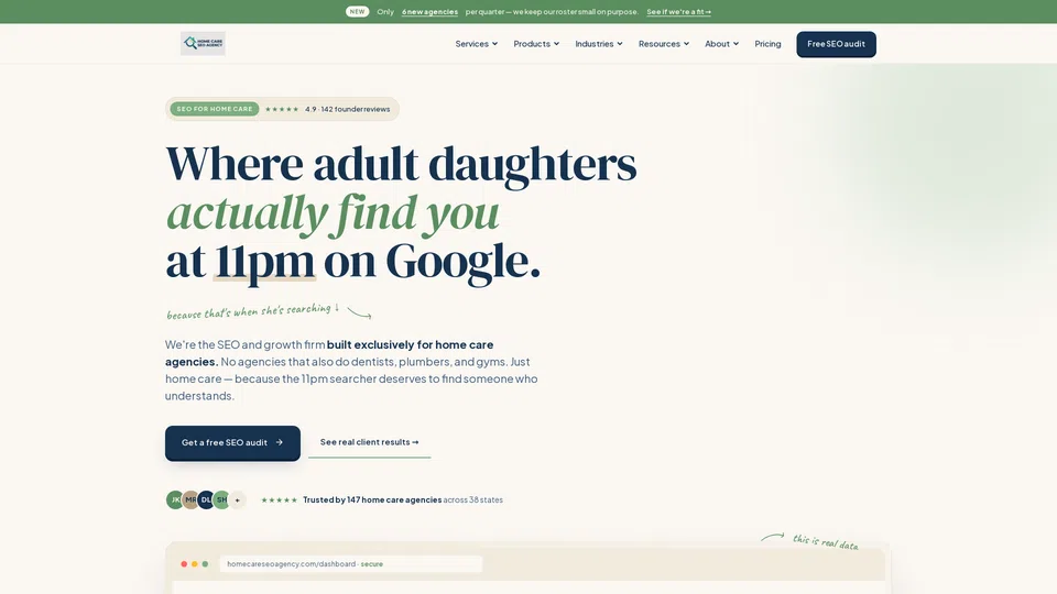 Homepage snapshot at launch