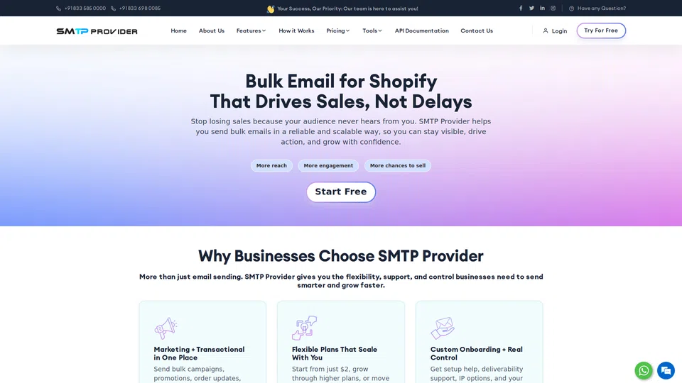 Homepage snapshot at launch