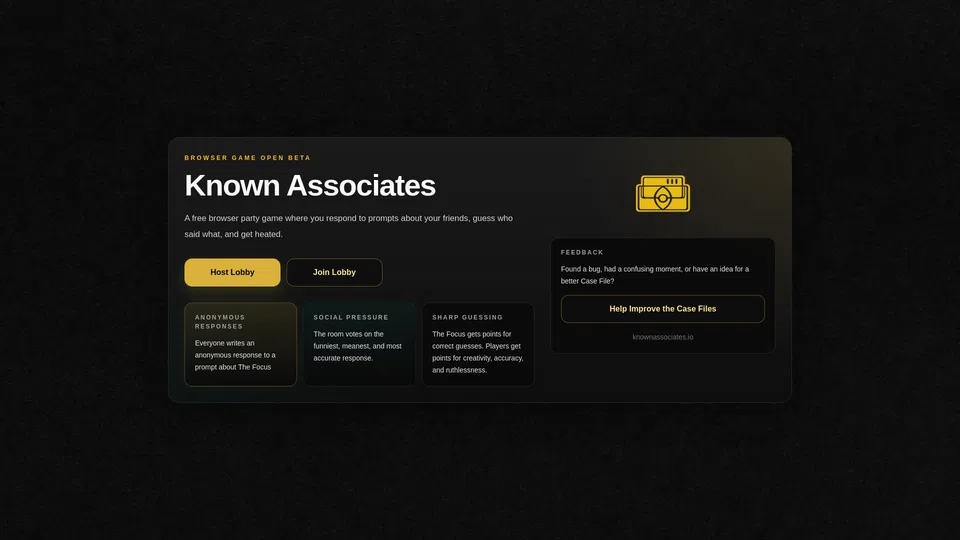 Homepage snapshot at launch