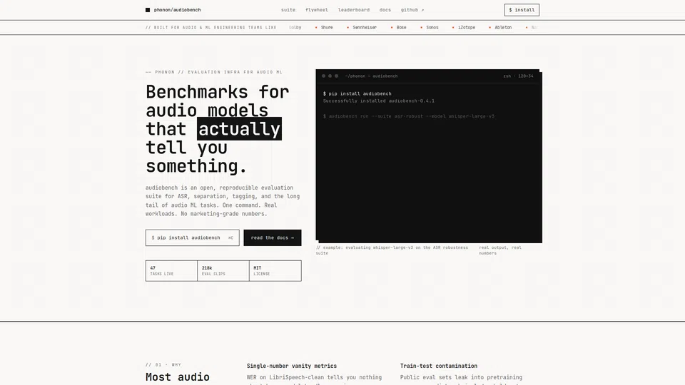 Homepage snapshot at launch