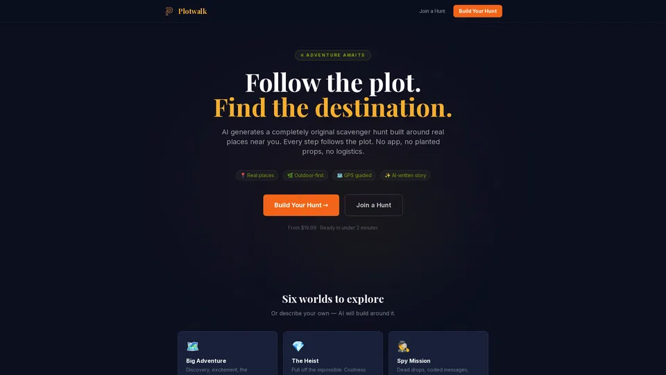 Homepage snapshot at launch