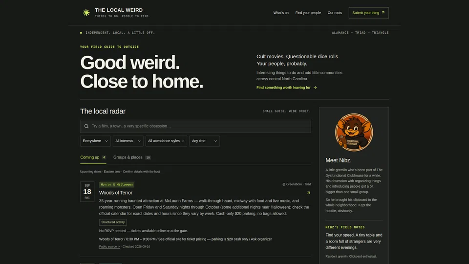Homepage snapshot at launch