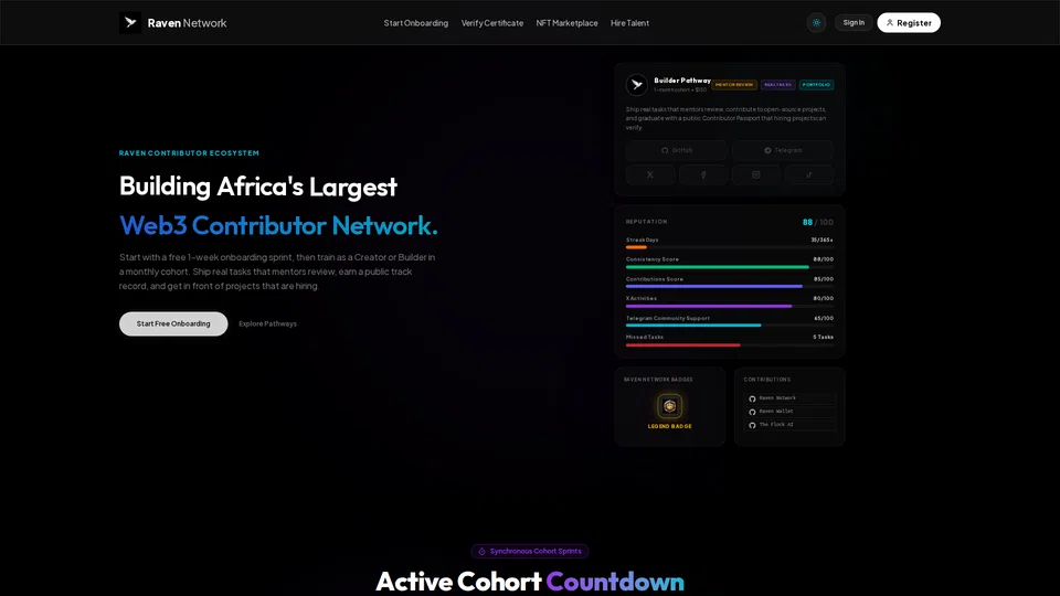 Homepage snapshot at launch