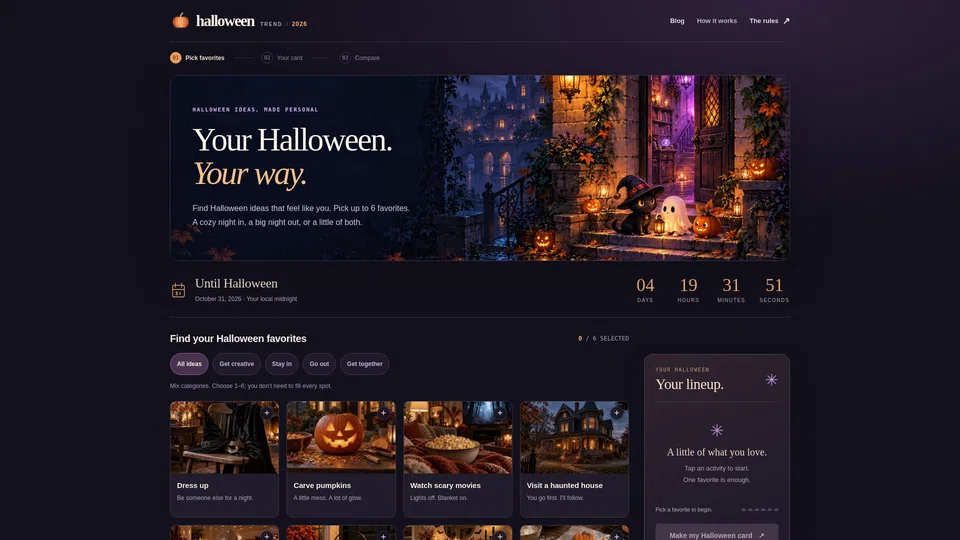 Homepage snapshot at launch