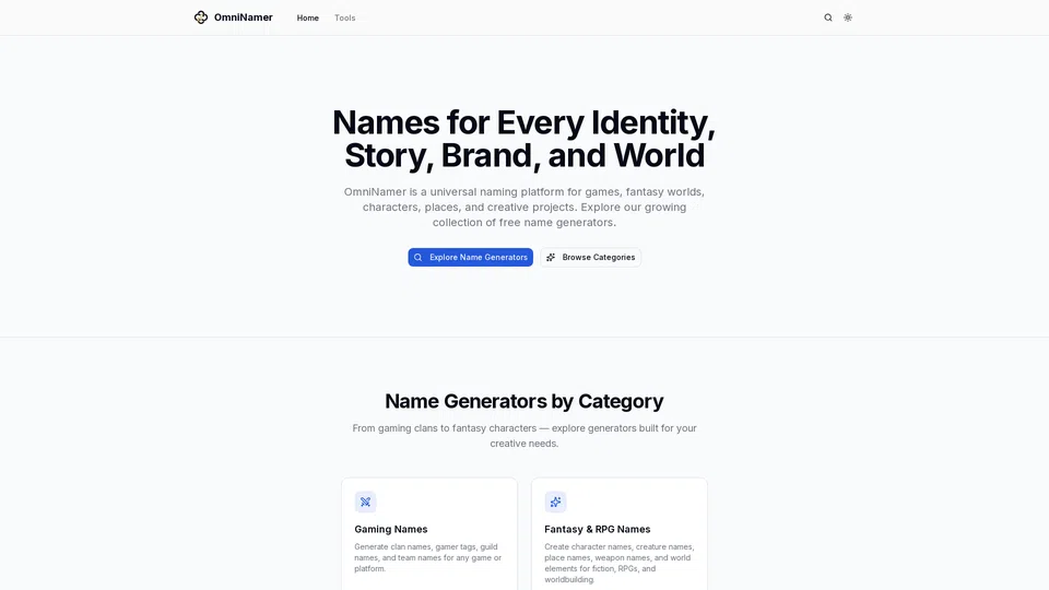 Homepage snapshot at launch