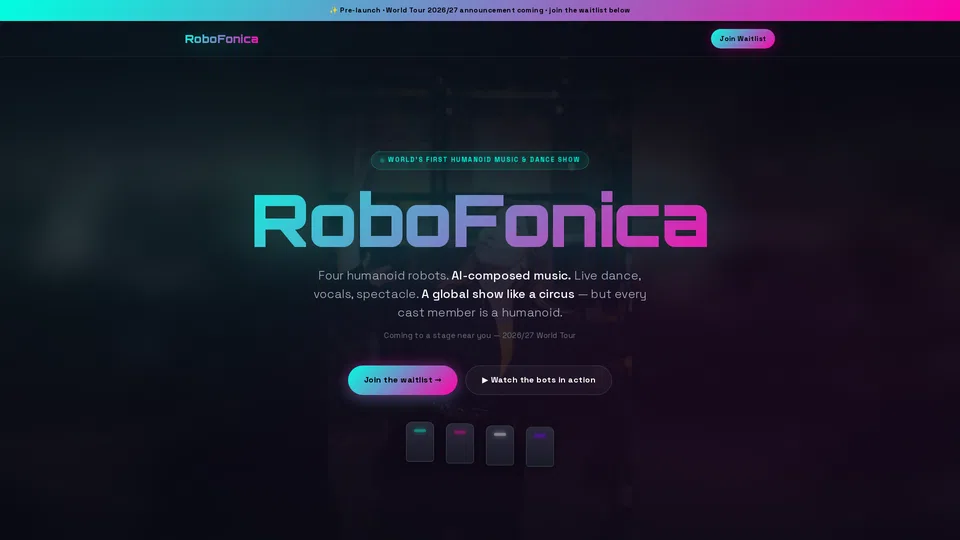 Homepage snapshot at launch