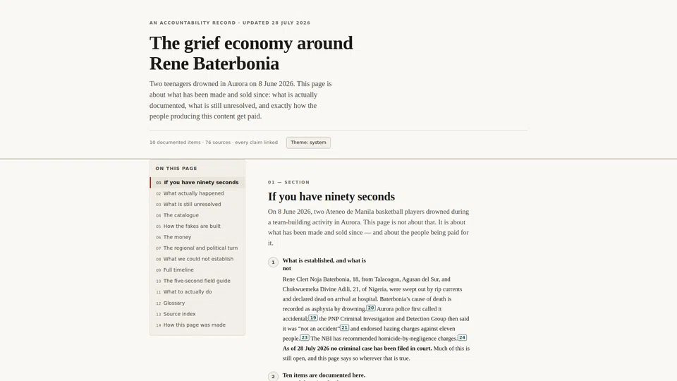 Homepage snapshot at launch